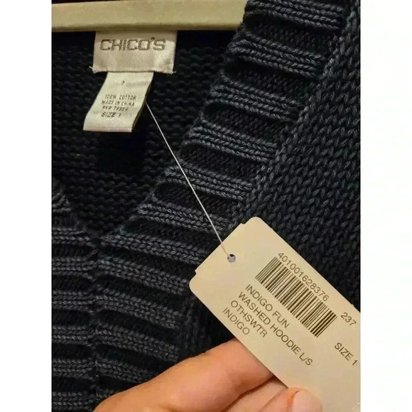 Chico's Women's V-Neck Pullover Sweater Blue Size 1 Long Sleeve 8/10 Regular - Picture 4 of 11